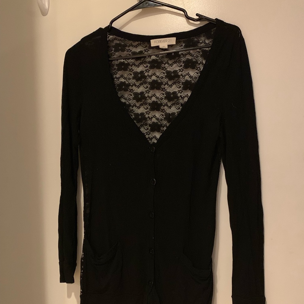 Forever 21 light sheer backed black cardigan